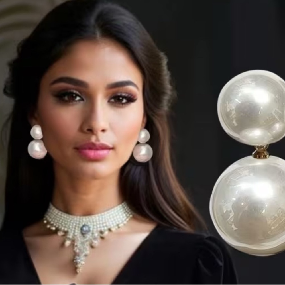 Elegant Faux Pearl Drop Earrings New